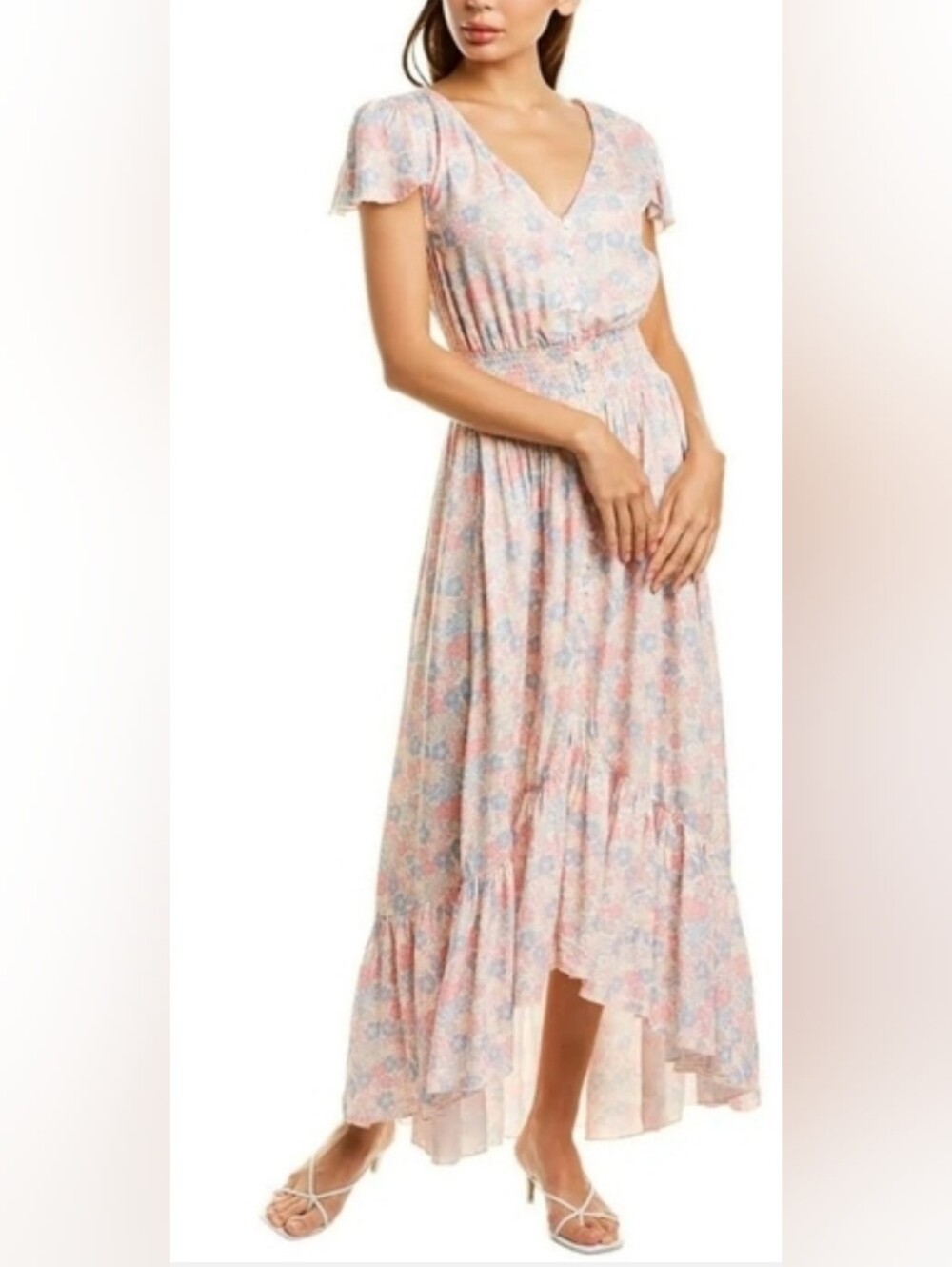 NWT! Anthro Garden Party Bobi BLACK Summer Floral Ruffled Women's Maxi Dress XS